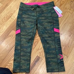 NWT Ideology crop camo print with pink.